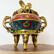 Load image into Gallery viewer, Vintage Chinese Cloissone Incense Burner
