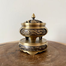 Load image into Gallery viewer, Dragon &amp; Phoenix Brass Incense Burner
