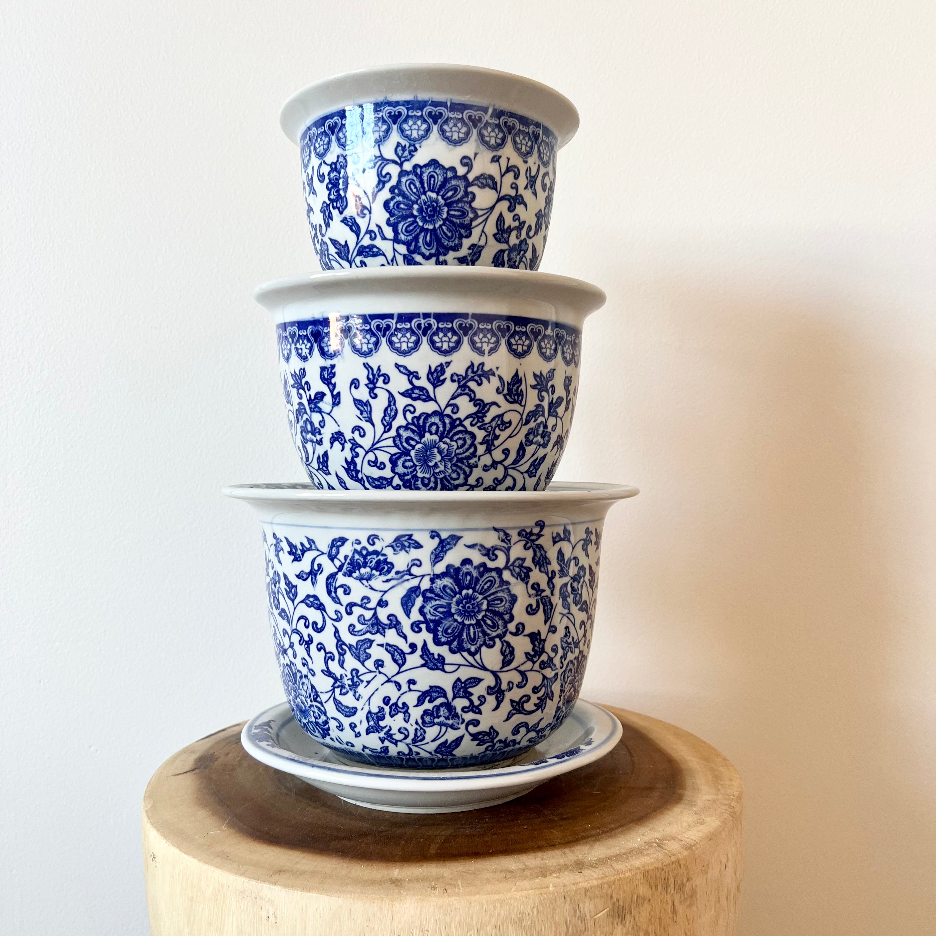 Classic Blue & White Porcelain Planters – B&G Plants and Pottery