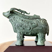 Load image into Gallery viewer, Vintage Bronze Ox Wine Vessel
