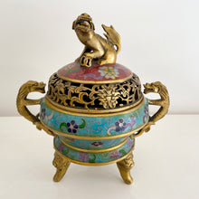 Load image into Gallery viewer, Vintage Bronze Cloissone Incense Burner
